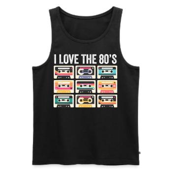 I Love The 80s Cassette Mixtape Retro Funny - Débardeur bio Premium Homme - noir - Devant - Michal (187cm)