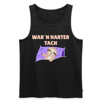 War`n harter Tach Feierabend Morgenmuffel Faultier - Männer Premium Bio Tank Top - Schwarz - Vorne - AI Model Male 178 light (178cm)