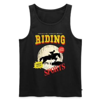 Riding Horse Rider Jumping Sport Vintage Retro - Men's Premium Organic Tank Top - black - Front - Michal (187cm)