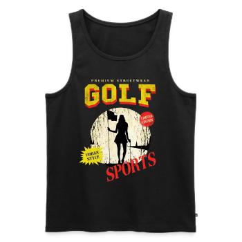 Golf Golfing Golfer Sport Hobby Club Vintage - Men's Premium Organic Tank Top - black - Front - AI Model Male 178 light (178cm)