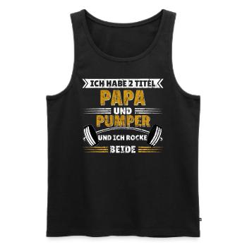 2 Titel Papa Pumper Gym lustige Geschenkidee sport - Männer Premium Bio Tank Top - Schwarz - Vorne - Michal (187cm)