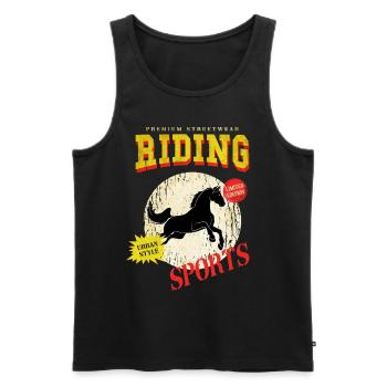 Riding Horse Rider Jumping Sport Vintage Retro - Men's Premium Organic Tank Top - black - Front - Michal (187cm)