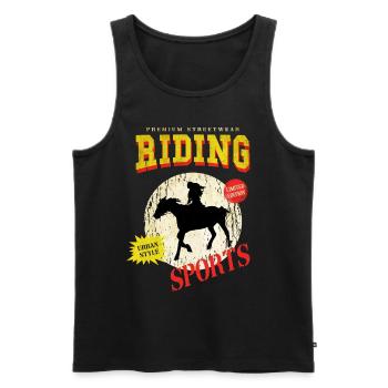 Riding Horse Rider Jumping Sport Vintage Retro - Men's Premium Organic Tank Top - black - Front - Michal (187cm)