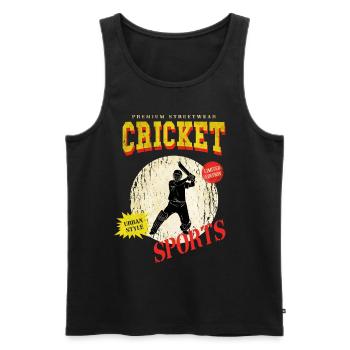 Cricket Cricketspieler Schlagmann Sport Vintage - Männer Premium Bio Tank Top - Schwarz - Vorne - Michal (187cm)