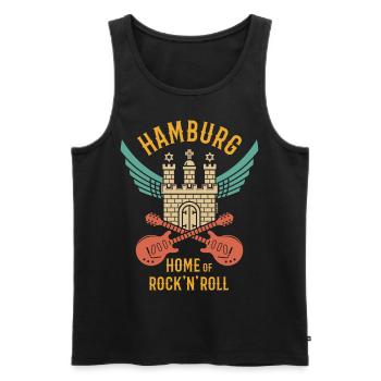 Hambourg – Demeure du Rock 'n' Roll (Rocker / 4C) - Débardeur bio Premium Homme - noir - Devant - Michal (187cm)