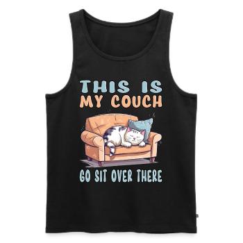 Cat Couch Sofa Funny Humor Typical Cartoon - Men's Premium Organic Tank Top - black - Front - AI Model Male 178 light (178cm)