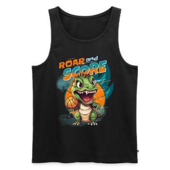 Basketball Dino T-Rex Spieler Sport Comic Cartoon - Männer Premium Bio Tank Top - Schwarz - Vorne - AI Model Male 178 light (178cm)