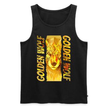 Wolf Wolf Head Gold Mystical Nature Wilderness Art - Débardeur bio Premium Homme - noir - Devant - Michal (187cm)