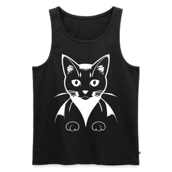 Drôle de chat Silhouette Cheeky Fun Cats - Débardeur bio Premium Homme - noir - Devant - Michal (187cm)