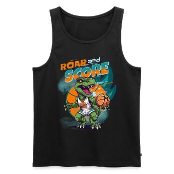 Basketball Dino T-Rex Spieler Sport Comic Cartoon - Männer Premium Bio Tank Top - Schwarz - Vorne - AI Model Male 178 light (178cm)