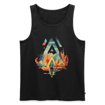 Wandern Berge Geometrie Bunt - Männer Premium Bio Tank Top - Schwarz - Vorne - Michal (187cm)