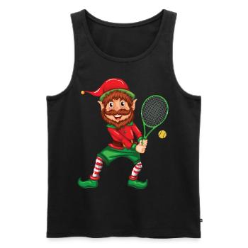 Christmas Tennis Elf Family XMas Tennis Pajamas - Men's Premium Organic Tank Top - black - Front - Michal (187cm)