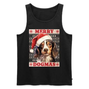 Chien Noël Joyeux Dogmes Père Noël Chapeau Laid - Débardeur bio Premium Homme - noir - Devant - Michal (187cm)