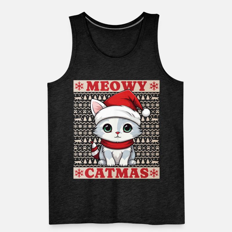 Chat Noël Joyeux Miaou Catmas Laide Mignon Débardeur bio Premium Homme