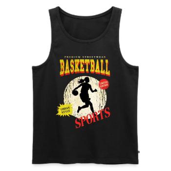 Basket-ball Femme Basketteur Joueur de basket-ball - Débardeur bio Premium Homme - noir - Devant - Michal (187cm)