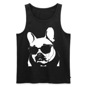 Funny French Bulldog with Sunglasses French Bulld - Men's Premium Organic Tank Top - black - Front - Michal (187cm)