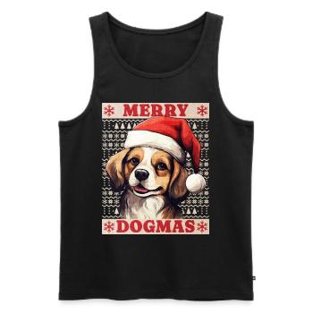 Chien Noël laid joyeux dogmes père Noël chapeau - Débardeur bio Premium Homme - noir - Devant - Michal (187cm)