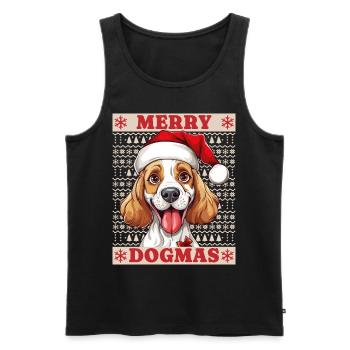 Chien Noël laid joyeux dogmes père Noël chapeau - Débardeur bio Premium Homme - noir - Devant - Michal (187cm)