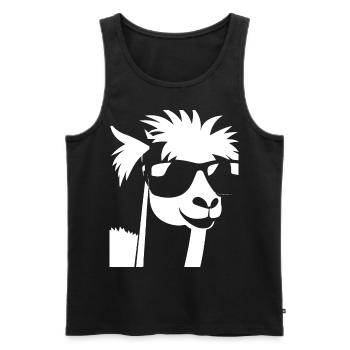 Funny Llama Wearing Sunglasses Cool Llamas - Men's Premium Organic Tank Top - black - Front - AI Model Male 178 light (178cm)