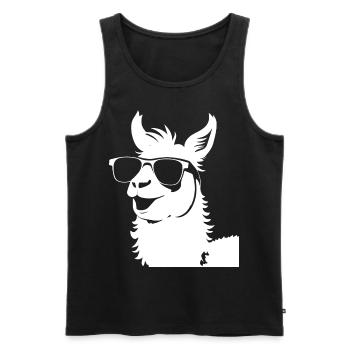Lama drôle portant des lunettes de soleil Lamas cool - Débardeur bio Premium Homme - noir - Devant - Michal (187cm)