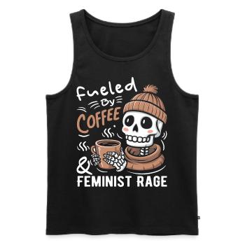 Fueled By Coffee & Feminist Rage Funny Feminism - Men's Premium Organic Tank Top - black - Front - AI Model Male 178 light (178cm)