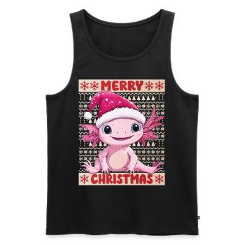 Axolotl Noël laid Noël mignon - Débardeur bio Premium Homme - noir - Devant - Michal (187cm)