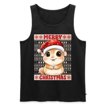 Hamster Moche Noël Noël Doux - Débardeur bio Premium Homme - noir - Devant - Michal (187cm)