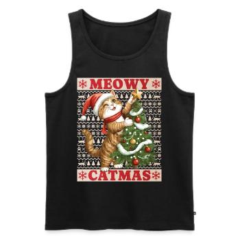 Chat Arbre de Noël Noël Noël Mignon Drôle - Débardeur bio Premium Homme - noir - Devant - Michal (187cm)