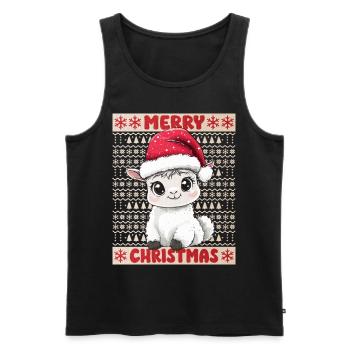 Lama Alpaka Ugly Christmas Weihnachten Xmas Süß - Männer Premium Bio Tank Top - Schwarz - Vorne - Michal (187cm)