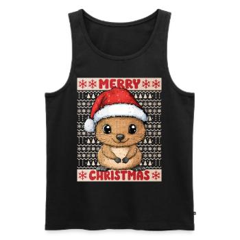 Quokka Noël laid Noël Noël doux - Débardeur bio Premium Homme - noir - Devant - AI Model Male 178 light (178cm)