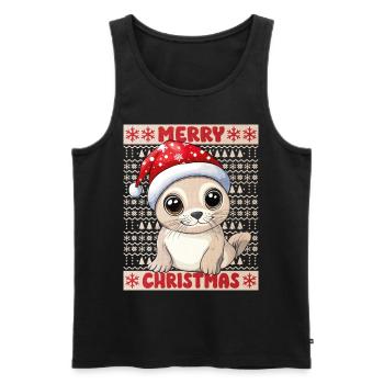Robbe Seerobbe Ugly Christmas Weihnachten Xmas Süß - Männer Premium Bio Tank Top - Schwarz - Vorne - AI Model Male 178 light (178cm)