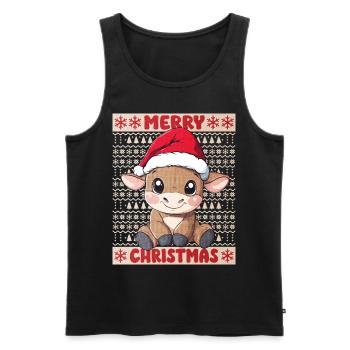 Taureau Noël mignon Noël mignon Noël - Débardeur bio Premium Homme - noir - Devant - AI Model Male 178 light (178cm)