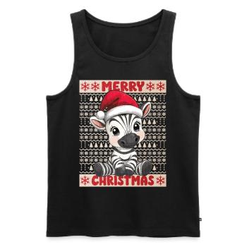 Zebra Ugly Christmas Weihnachten Xmas Süß Niedlich - Männer Premium Bio Tank Top - Schwarz - Vorne - Michal (187cm)