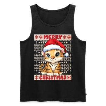Tigre Moche Noël Noël Mignon Mignon - Débardeur bio Premium Homme - noir - Devant - Michal (187cm)