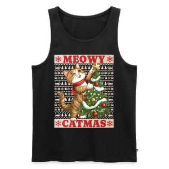 Chat Arbre de Noël Noël Noël Mignon Drôle - Débardeur bio Premium Homme - noir - Devant - Michal (187cm)
