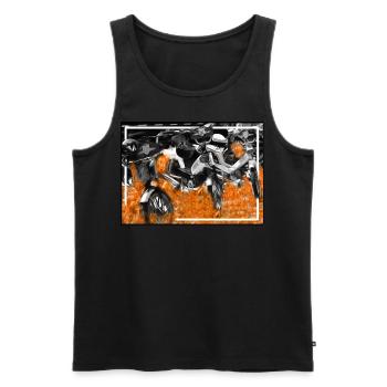 Mofa Liebe mit Feuer und Flammen. - Männer Premium Bio Tank Top - Schwarz - Vorne - Michal (187cm)
