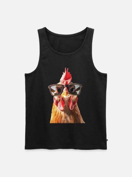 Chicken Rooster Sunglasses - Men's Premium Organic Tank Top - black