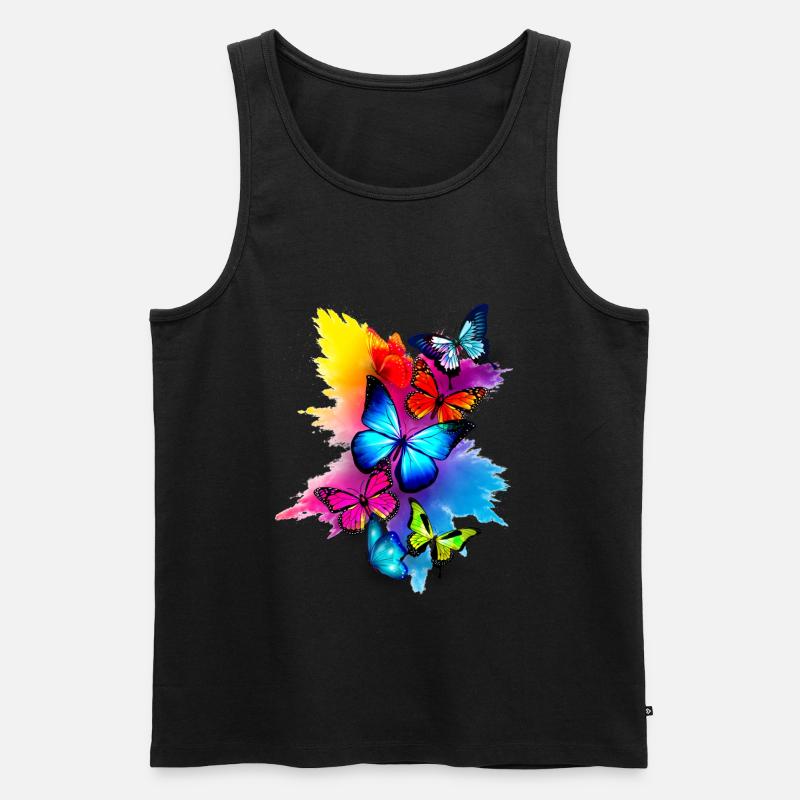 Schmetterling Splash Bunt - Männer Premium Bio Tank Top - Schwarz