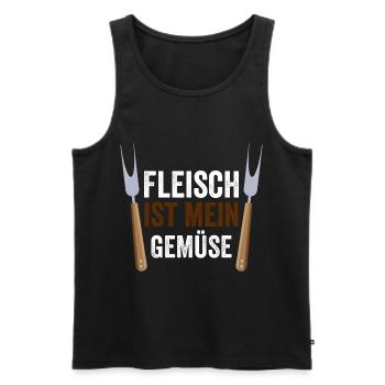 Fleisch ist mein Gemüse BBQ Grillen Sommer Steak - Männer Premium Bio Tank Top - Schwarz - Vorne - Michal (187cm)