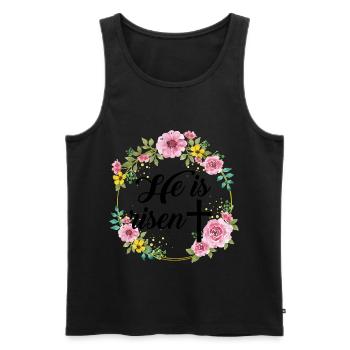 He is Risen Resurrection Jesus Christ God - Men's Premium Organic Tank Top - black - Front - Michal (187cm)