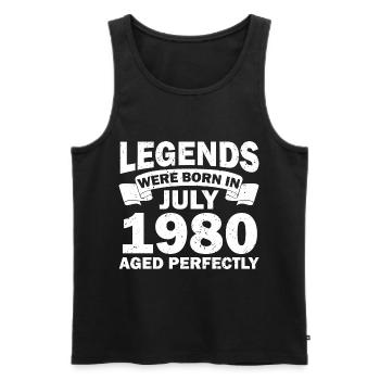 42ème anniversaire Juillet né 1980 Idée cadeau - Débardeur bio Premium Homme - noir - Devant - Michal (187cm)