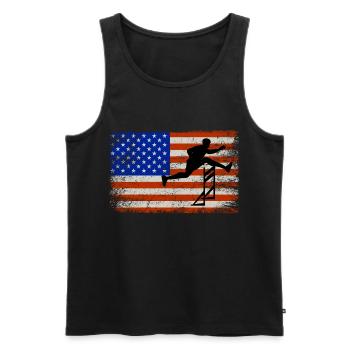 Drapeau américain Obstacles Haies Haies Patriotique - Débardeur bio Premium Homme - noir - Devant - Michal (187cm)