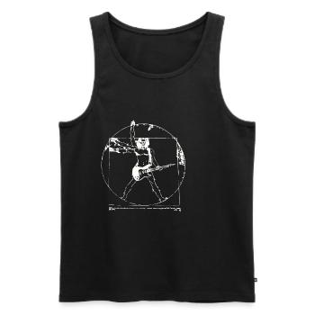 Vitruvian Man Guitar Shirt Da Vinci Guitarist - Men's Premium Organic Tank Top - black - Front - Michal (187cm)