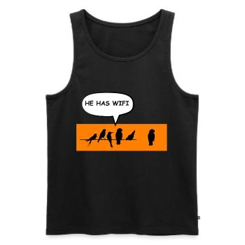 Wireless Birds Wi-Fi Funny Joke. - Men's Premium Organic Tank Top - black - Front - AI Model Male 178 light (178cm)