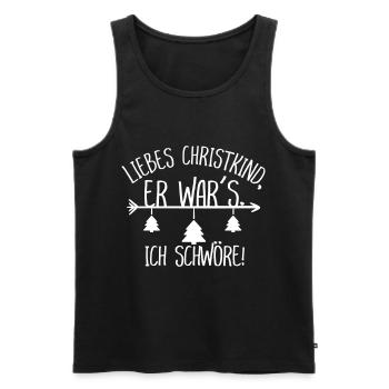 Christ child he wars I swear Christmas Funny - Men's Premium Organic Tank Top - black - Front - Michal (187cm)