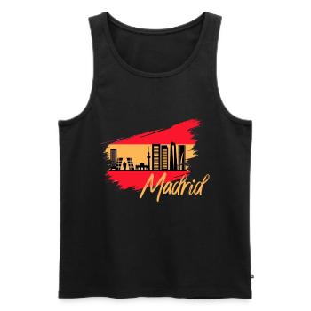 Skyline de drapeau espagne Madrid - Débardeur bio Premium Homme - noir - Devant - AI Model Male 178 light (178cm)