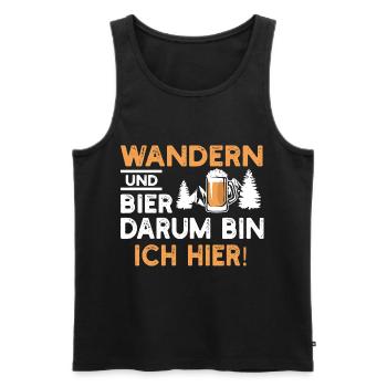 Wandern und Bier darum bin ich hier - Männer Premium Bio Tank Top - Schwarz - Vorne - Michal (187cm)