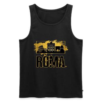 Rome Roma Italie Ville Skyline Or Accueil Amour - Débardeur bio Premium Homme - noir - Devant - Michal (187cm)