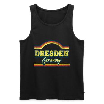Dresden Germany City Font Vintage Retro - Men's Premium Organic Tank Top - black - Front - AI Model Male 178 light (178cm)