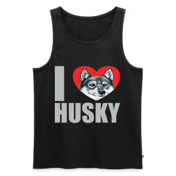 Husky Glitter Dog Owner Dog Hair - Débardeur bio Premium Homme - noir - Devant - AI Model Male 178 light (178cm)
